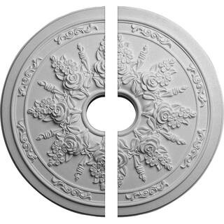 23-5/8 in. x 4 in. x 1-1/2 in. Rose and Ribbon Urethane Ceiling Medallion, 2-Piece (Fits Canopies... | The Home Depot