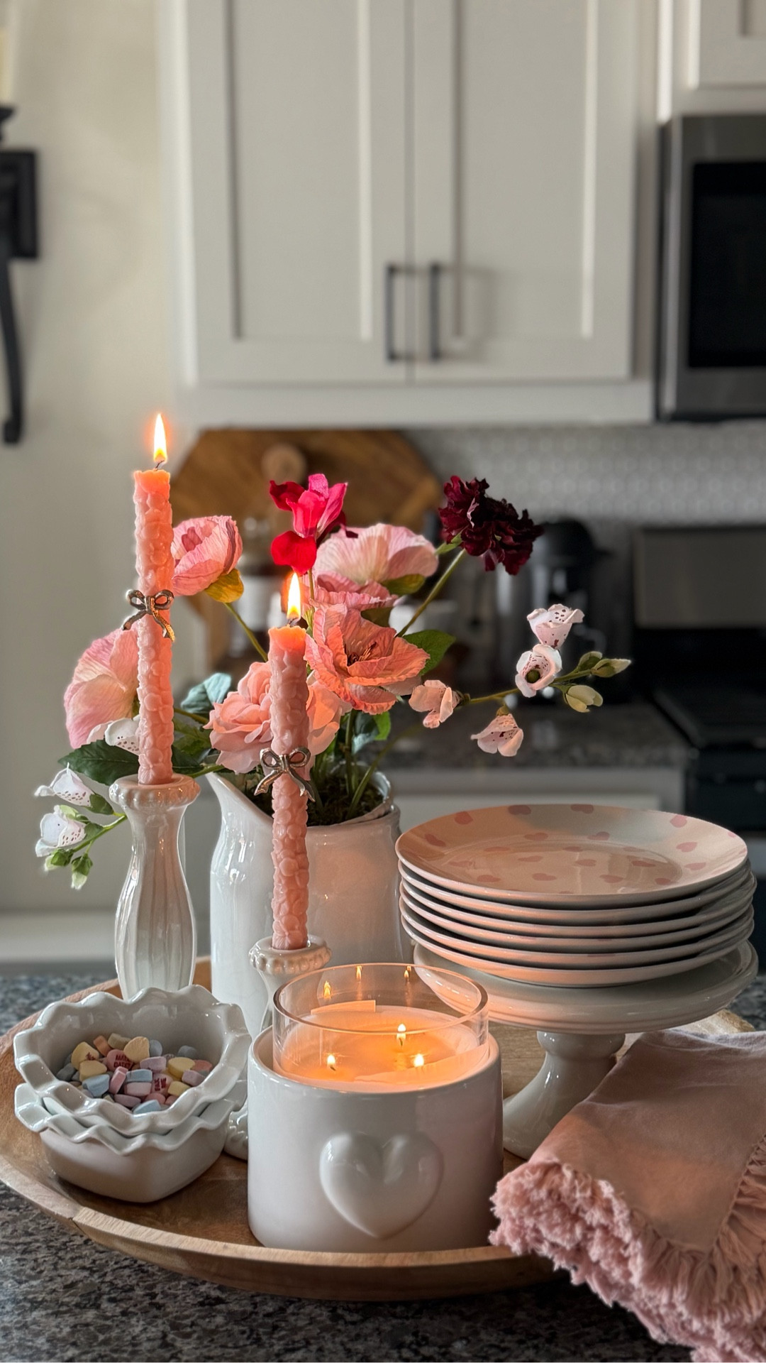 Simply sweet valentine tray styling inspiration - heart shaped dishes, pretty candles, floral
Arrangements 

#LTKValentine #LTKSeasonal #LTKHome