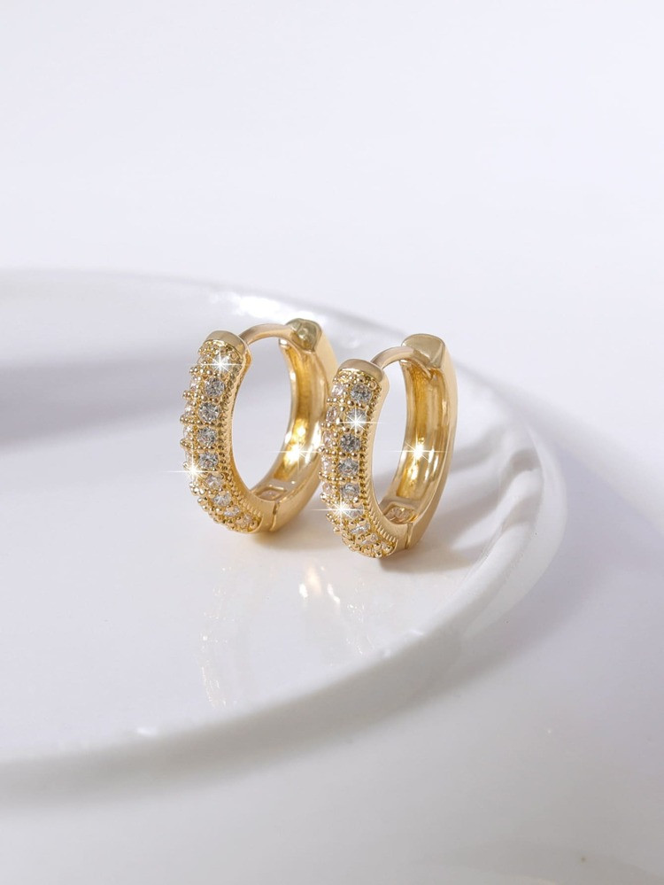 Cubic Zirconia Decor Hoop Earrings | SHEIN