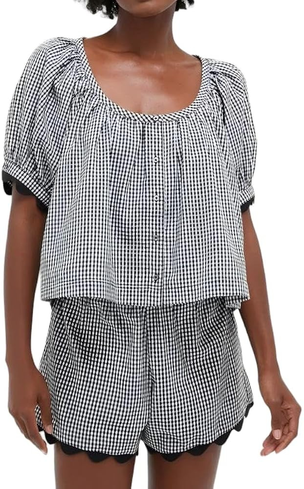 VAOYIU Women's Casual Elegance Two-Piece Linen Outfit Set with Scalloped Hem Summer Round Neck Pu... | Amazon (US)