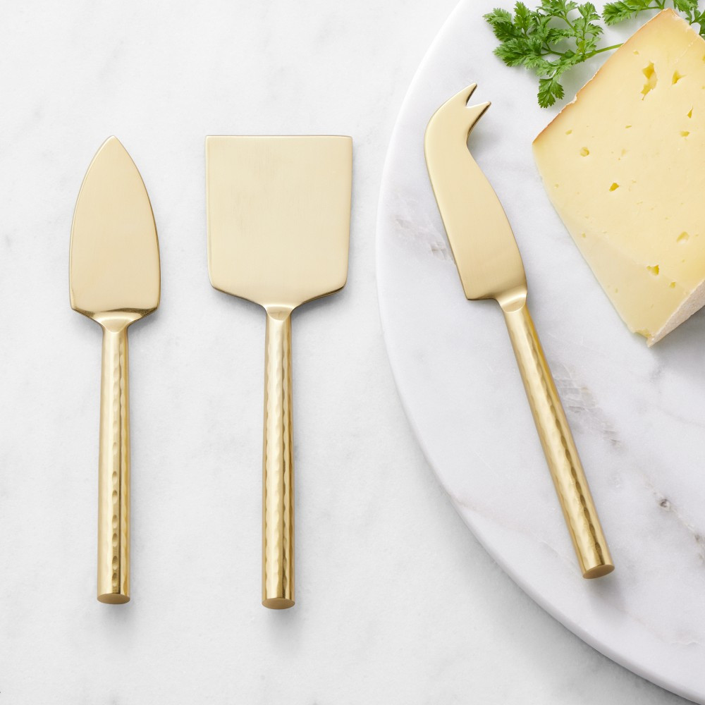 Antique Brass Hammered Cheese Knives, Set of 3 | Williams-Sonoma