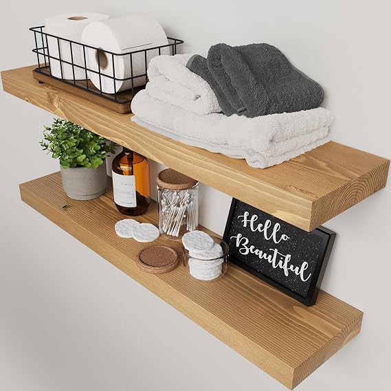 BAOBAB WORKSHOP Natural Wood Floating Shelves for Wall 30 Inches Long, Solid Wooden Shelf Large, ... | Amazon (US)