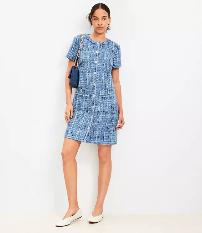 Tweed Mini Pocket Dress | LOFT