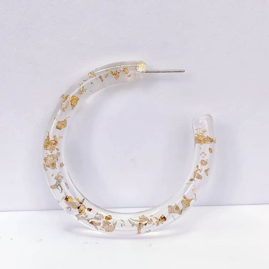 Acrylic Round Stud Earring Gold Foil Accessories Pendant Charms Jewelry Finding DIY Handmade Mate... | Amazon (US)