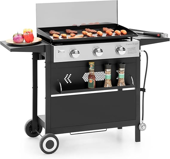 Captiva Designs Gas Griddle Cooking Station with Ceramic Coated Cast Iron Pan, 3-Burner Flat Top ... | Amazon (US)