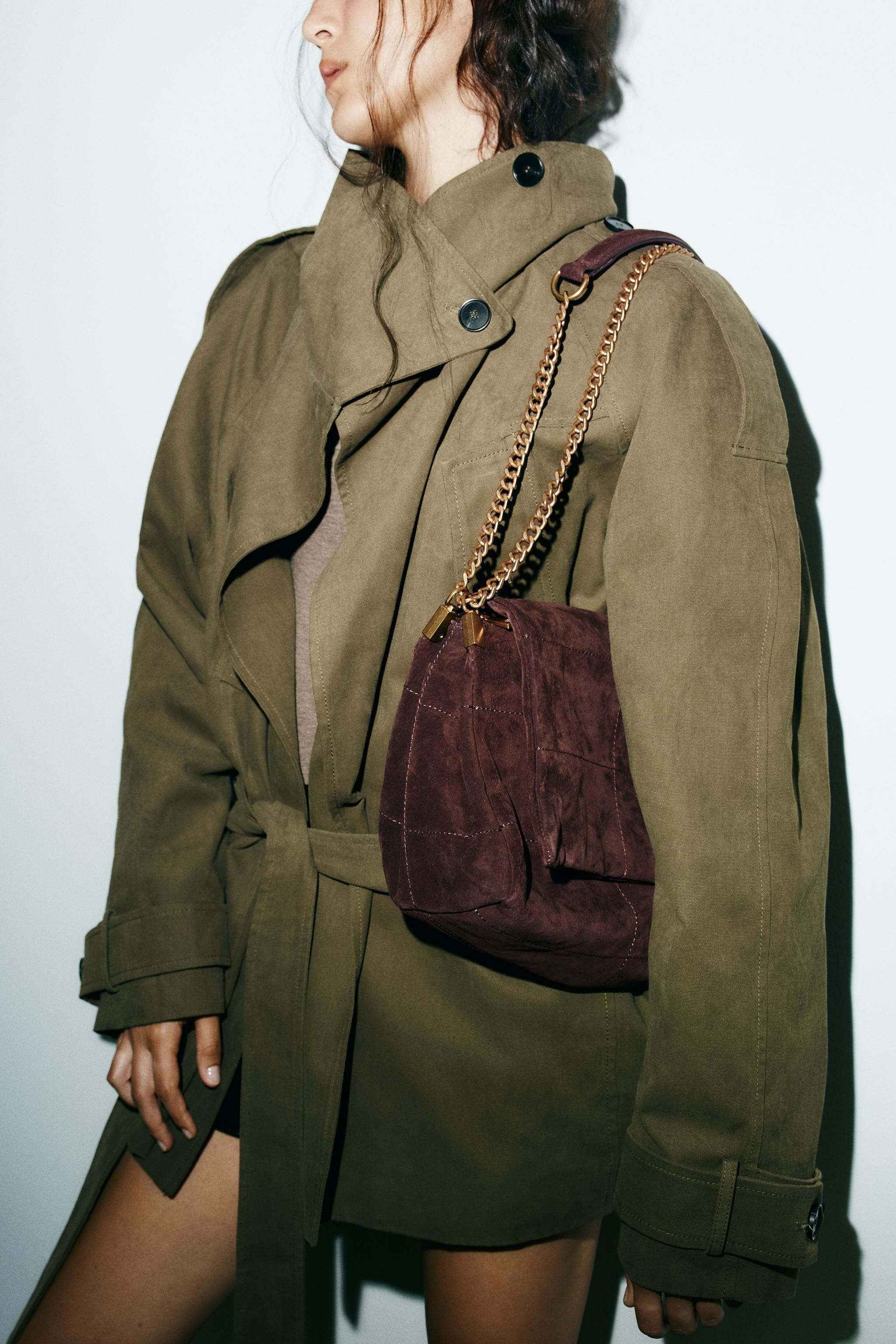 SPLIT LEATHER SHOULDER BAG | Zara US