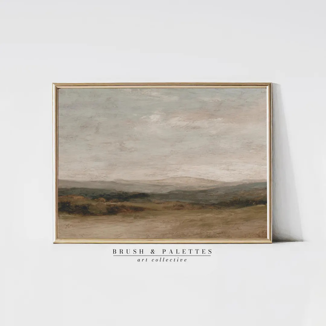 Neutral Rolling Hills Landscape Print: Soft Earth Tones and Calm Horizon (Digital Download) | Etsy (US)