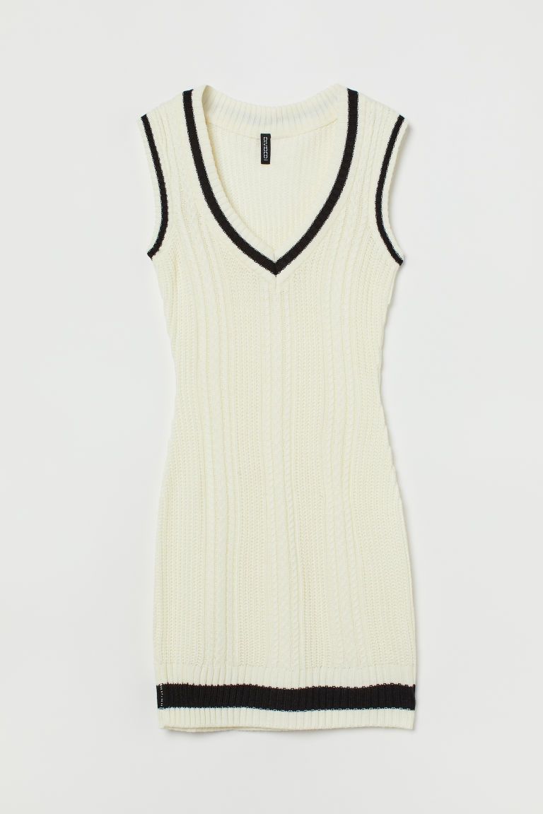 H & M - Knit Sweater Vest Dress - White | H&M (US + CA)