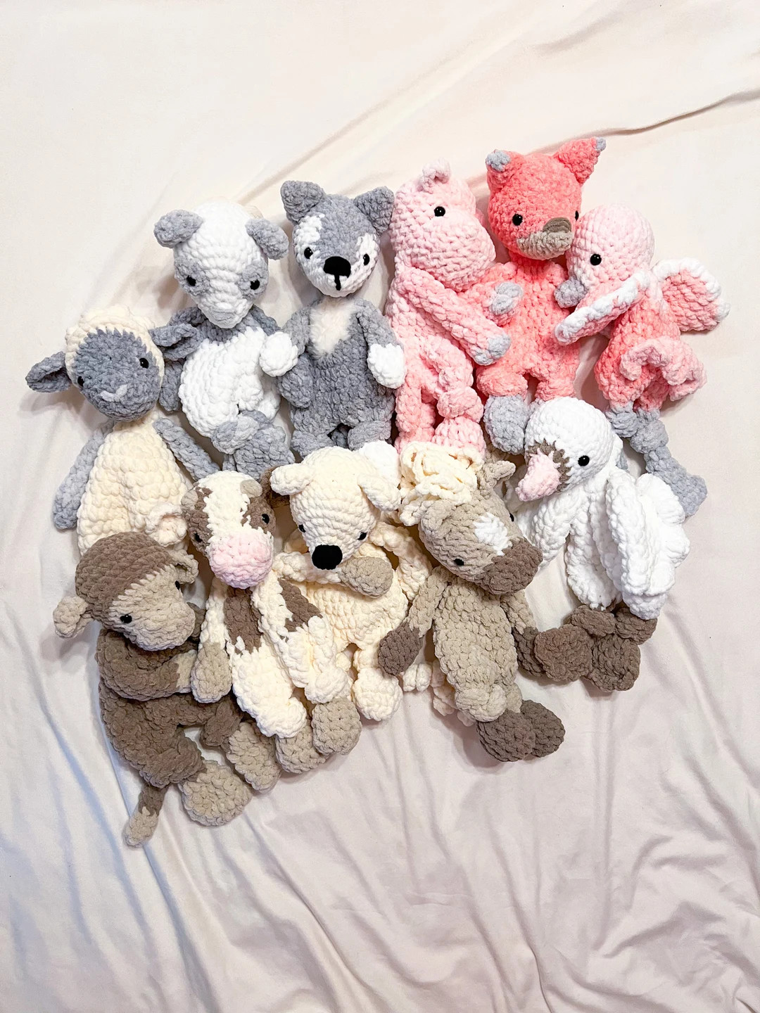 READY TO SHIP Animal Loveys , Crochet Animal, Animal Snugglers, Baby Gift - Etsy | Etsy (US)