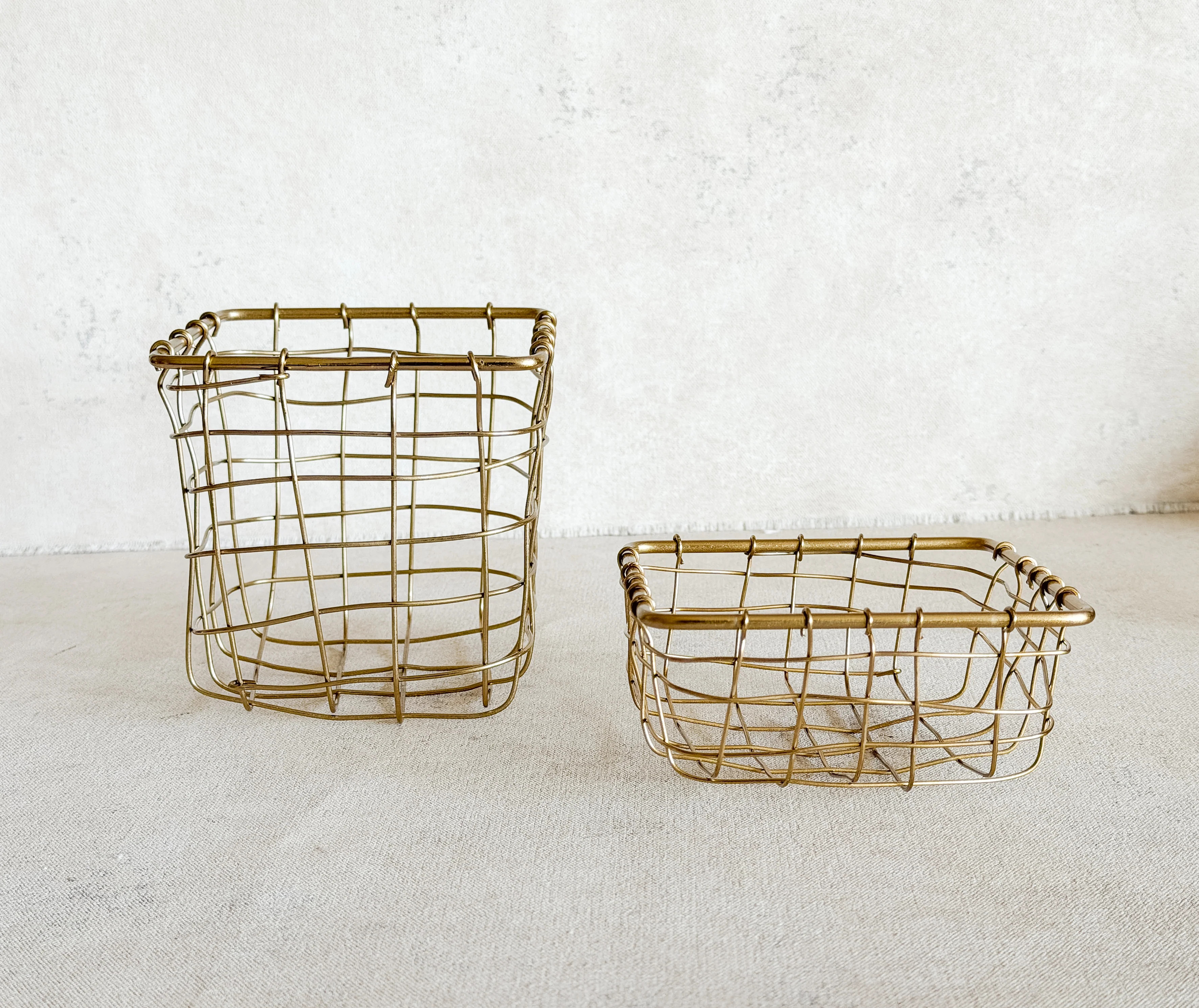 Brass Wire Baskets, Square | Cottage and Key