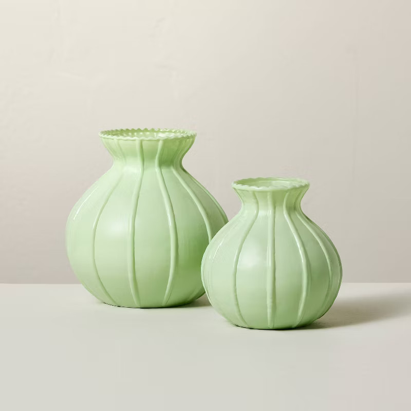 Ribbed Milk Glass Bud  3.5" Vase Mint Green - Hearth & Hand with Magnolia | Target