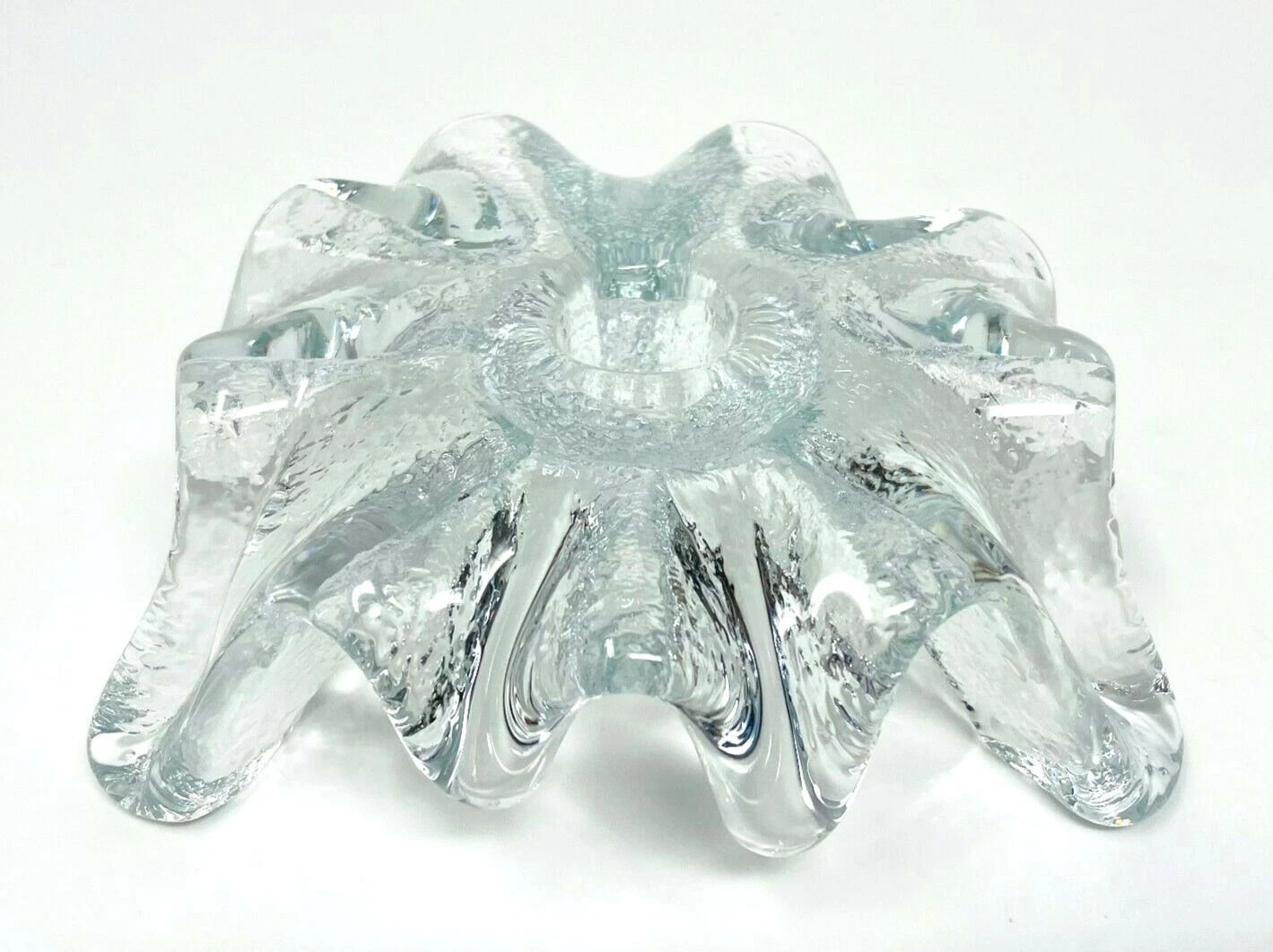 Blenko Art Glass Mid-Century Ice Floe Tri-Footed Candle Holder, Don Shepherd  | eBay | eBay US