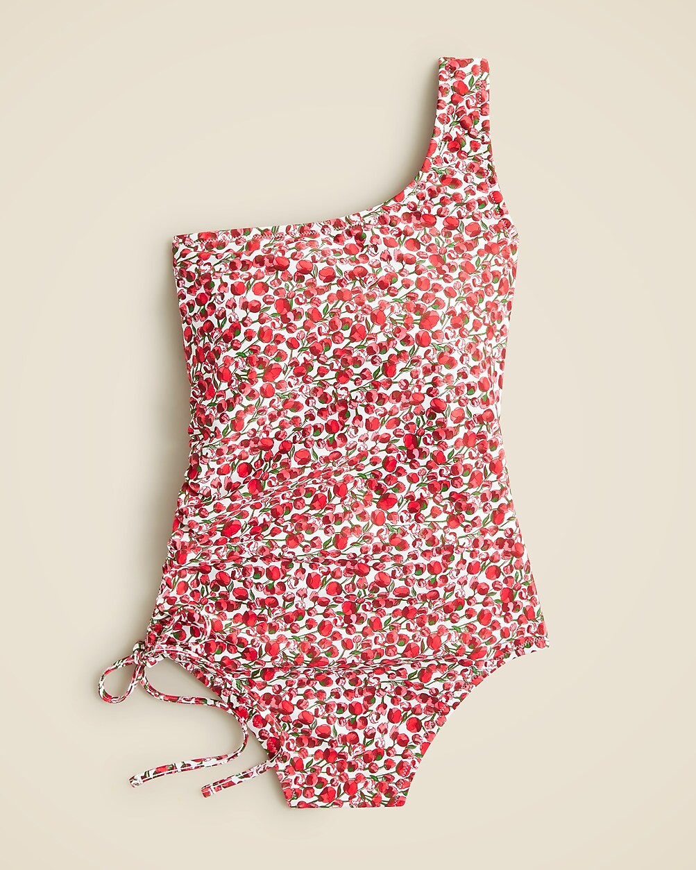 One-shoulder one-piece swimsuit with side tie in Liberty® Eliza's Red fabric | J. Crew US