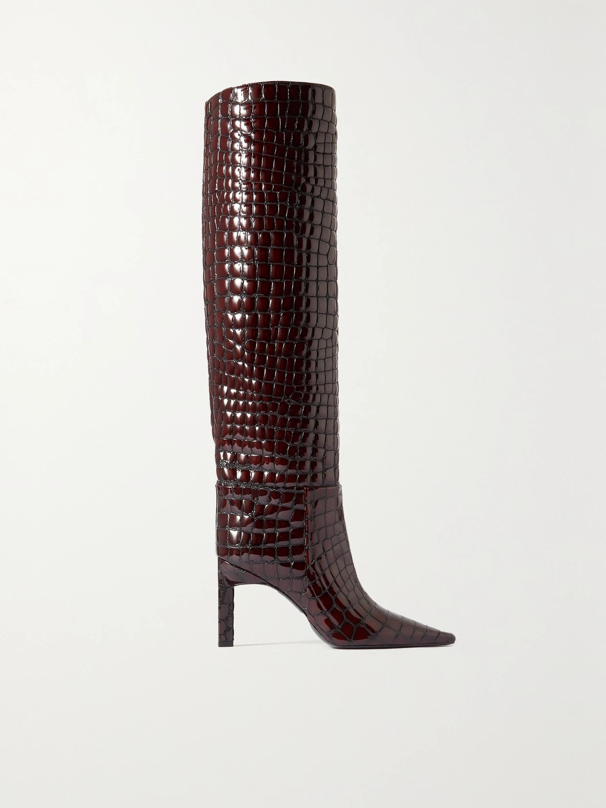 The Attico - Vitto Croc-effect Glossed-leather Knee Boots - Brown | NET-A-PORTER (US)