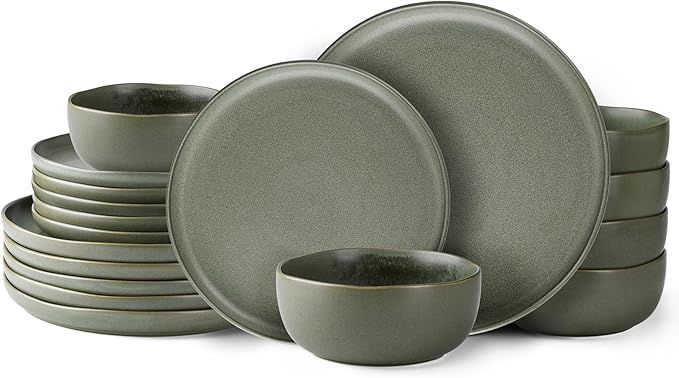 AmorArc Ceramic Dinnerware Sets, Wavy Rim Stoneware Plates and Bowls Sets, Highly Chip and Crack ... | Amazon (US)