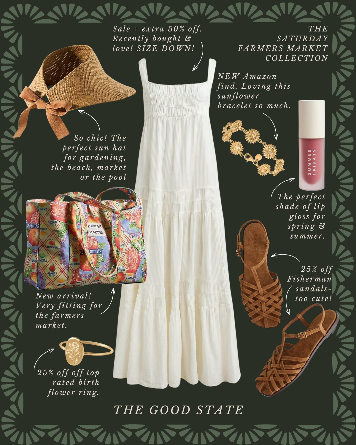 nds full with a coffee and buttery croissant. For the ladies who love all things gingham, their trusty ball cap and the ease of a Springtime dress. This is for the girlies who wake up early for the market and may or may not take a little mid-day nap afterwards…followed by a picnic with all their market goodies and closest girlies of course. This collection is for you🍓🧺🫶🏼  Anthropologie , Anthro, Amazon, Quince, mini dress, maxi dress denim jacket, chore coat, earring, socks, beauty, sunglasses, spring outfit, spring fashion, tote bag, purse, woven purse, spring break, bandanna, scarf, quilted jacket, the good state, Lauren England, gola sneakers, clutch vacation outfit, hoop, earrings, American Eagle, target target fashion, target style sneakers, veja, mini dress, floral dress, wedding guest, dress, vacation, outfit, ootd, butter yellow,, farmers market, dillards, nordstrom, travel outfit, spring fashion, gap, old navy, wedding guest dress, petal and pup, Sezane, Memorial Day sale, Memorial Day outfit

#LTKFindsUnder100 #LTKStyleTip #LTKSaleAlert