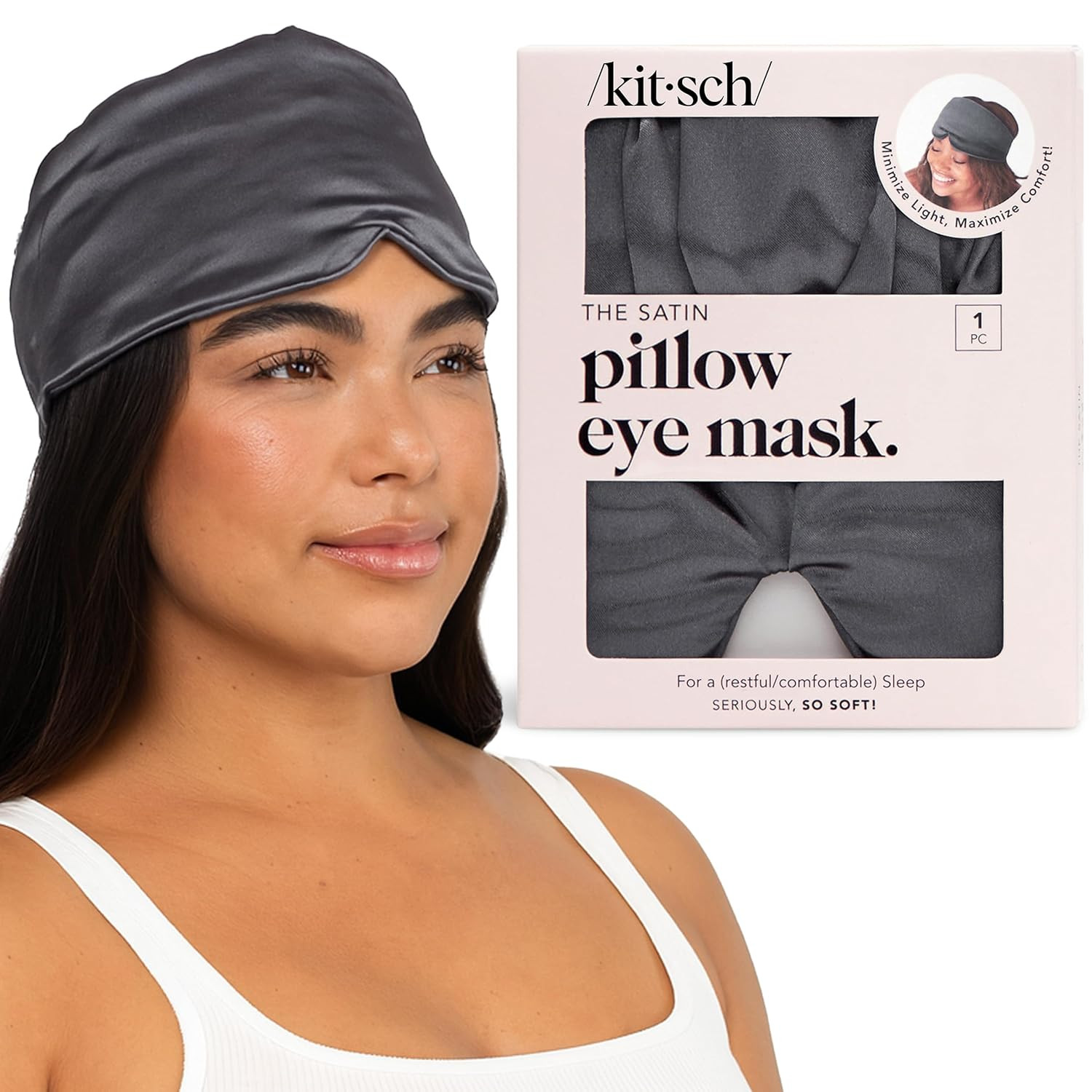 Kitsch Satin Sleep Mask - Eye Mask for Sleep, Softer Than Silk Satin Sleeping Mask Blindfold and ... | Amazon (US)