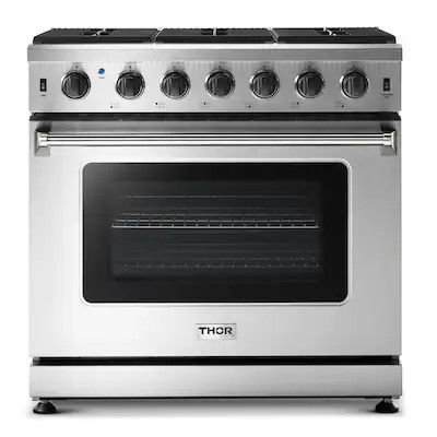 Thor Kitchen 36-in 6 Burners 6-cu ft Convection Oven Freestanding Gas Range (Stainless Steel) | Lowe's