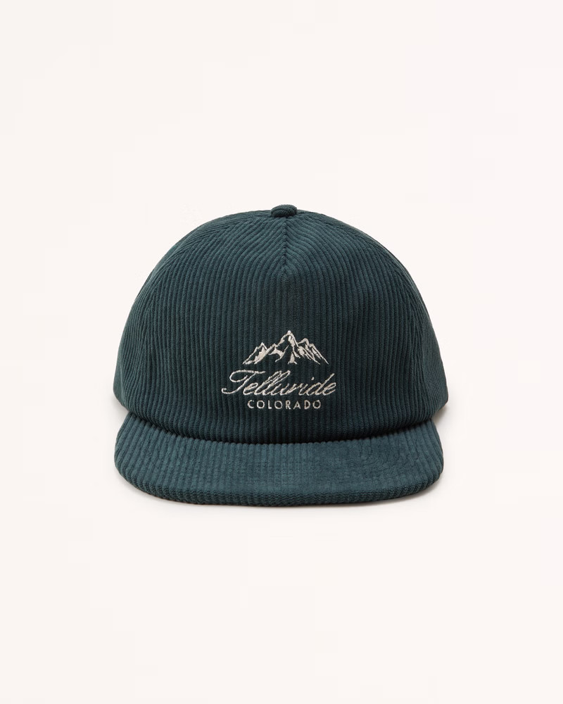 Men's Corduroy Graphic Flat Bill Hat | Men's Accessories | Abercrombie.com | Abercrombie & Fitch (US)