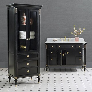 Regency Bow Front 48" Single Bath Vanity Set with Storage Cabinet in Black | Frontgate