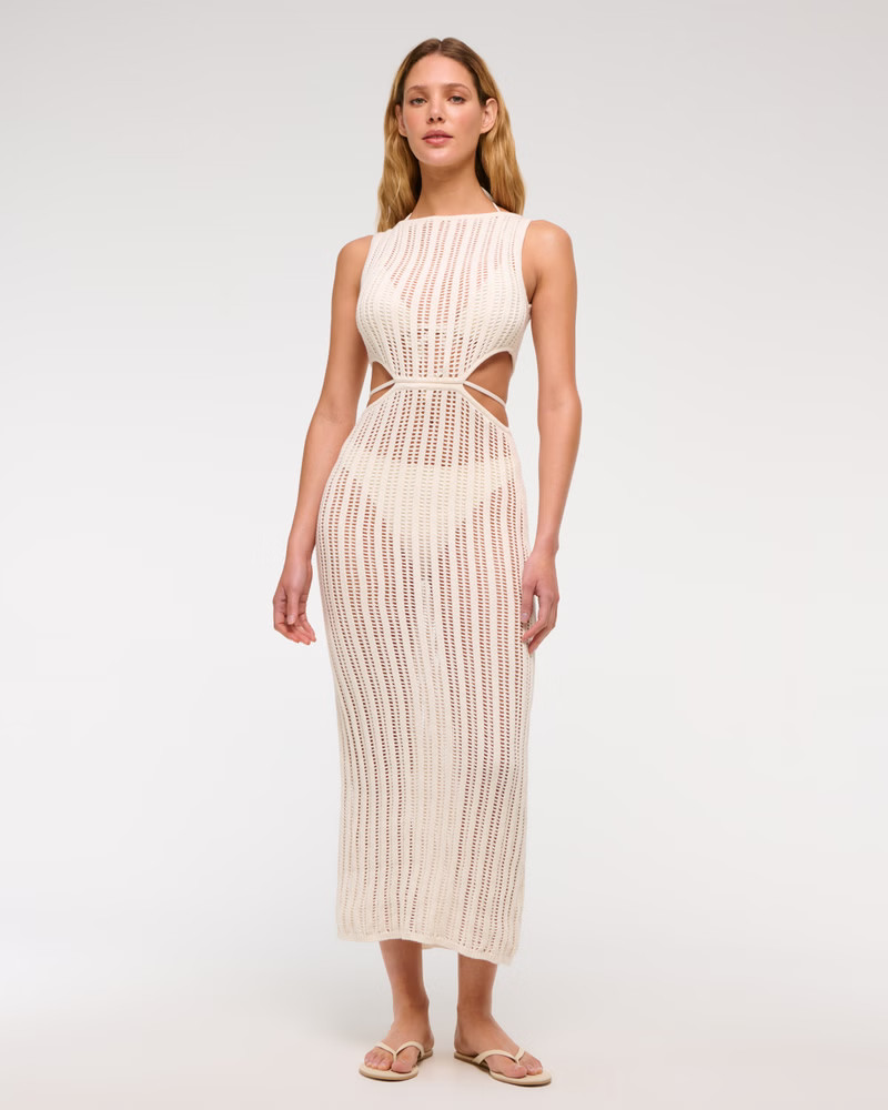 Women's Crochet-Style Cutout Maxi Dress Coverup | Women's Swimwear | Abercrombie.com | Abercrombie & Fitch (US)