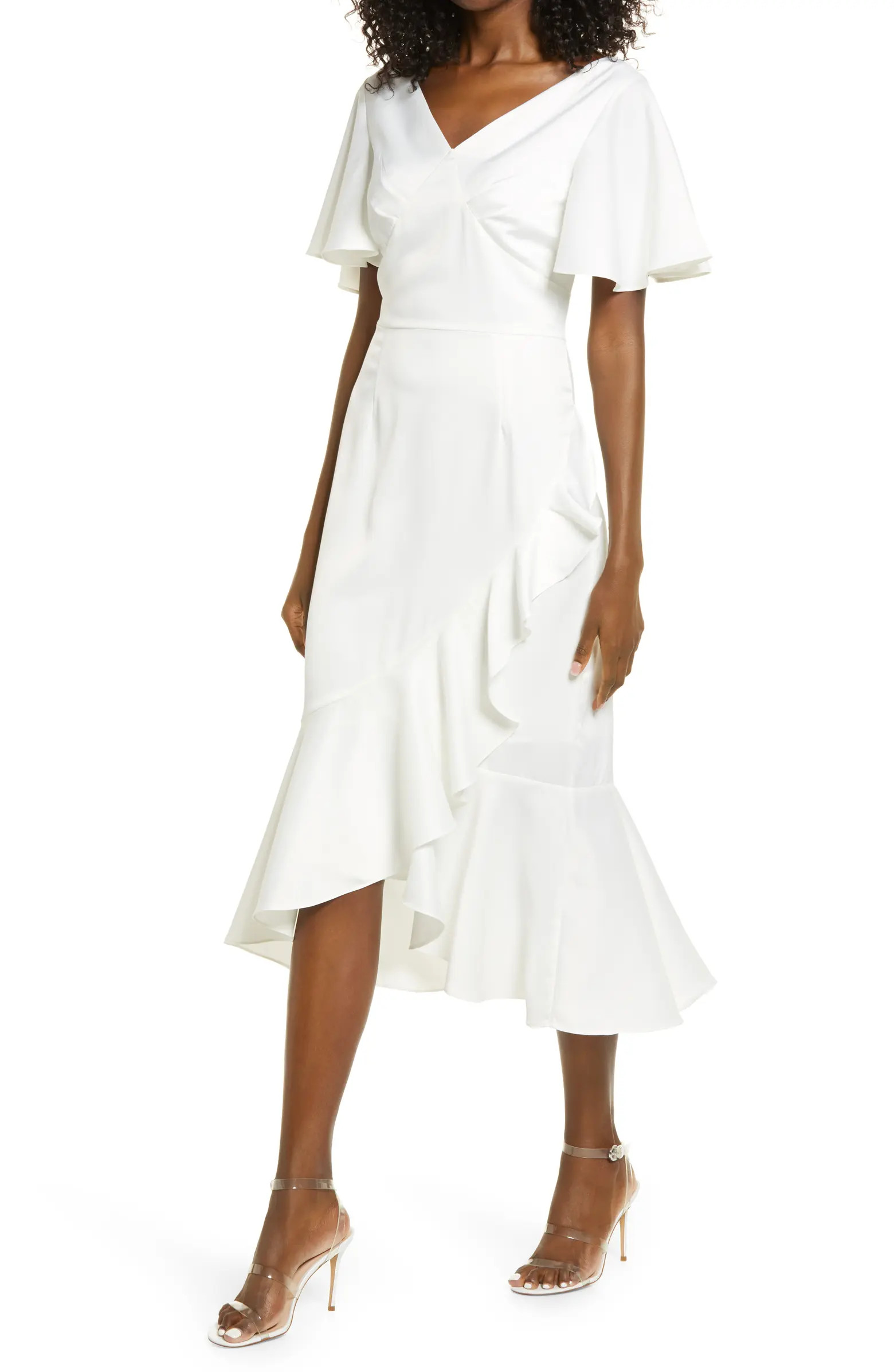 Amy Lynn V-Neck Ruffle Midi Tea Dress | Nordstrom | Nordstrom
