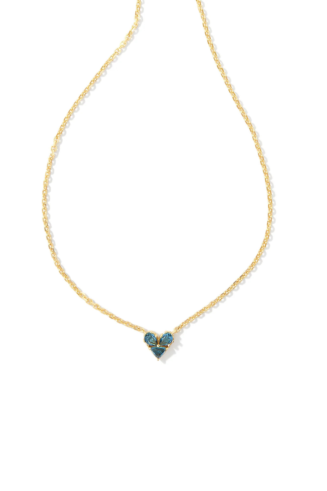 Katy Gold Heart Short Pendant Necklace Teal Glass | Hello Molly (US)