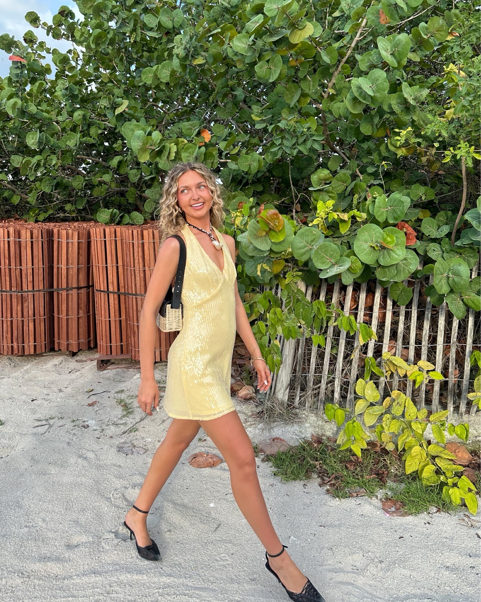 Hutch designs sequin dress 💛 bag is from Wicker Wings & shoes are from PLT 🫶🏻🫶🏻 #summeroutfit #summerdress #swimweek #miami #travellooks 

#LTKTravel #LTKSwim #LTKBeauty