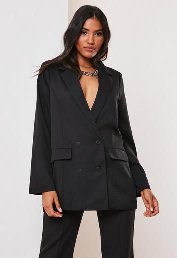 Missguided - Black Co Ord Double Breasted Oversized Blazer | Missguided (UK & IE)