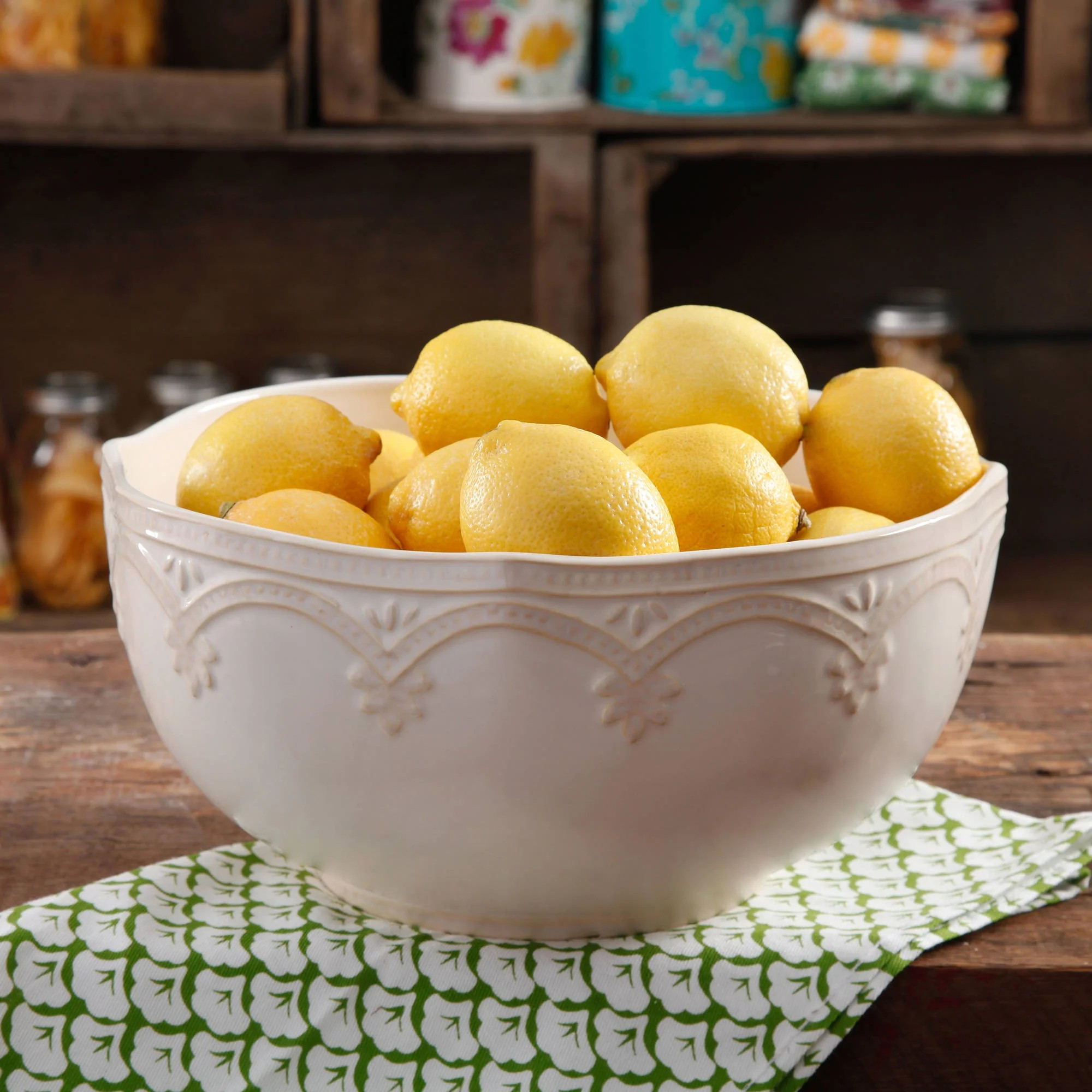 The Pioneer Woman Farmhouse Lace 10-Inch Serving Bowl, Linen - Walmart.com | Walmart (US)