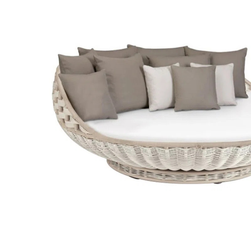 78.74'' Wide Circle Wicker Patio Daybed with Cushions | Wayfair North America