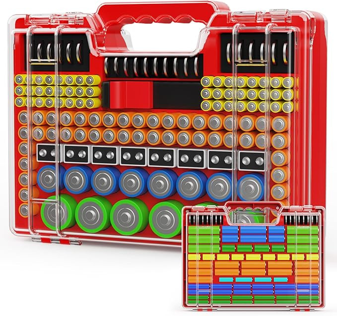 Battery Organizer Storage Holder Box Case with Tester, Stores & Protects Up to 260 Batteries, Dou... | Amazon (US)