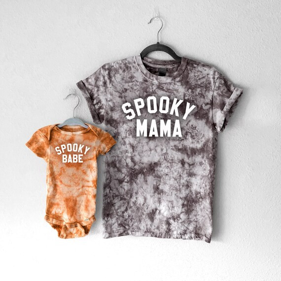 Spooky Mama and Spooky Babe Tie Dye Halloween Baby Onesie - Etsy | Etsy (US)