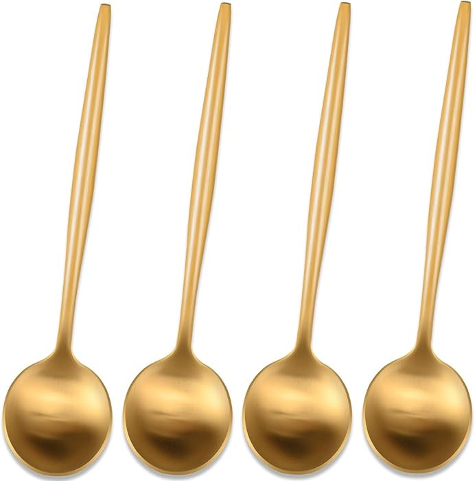 5.1 Inches Satin Gold Coffee&Tea Spoons,Small Demitasse Spoon,Mini Spoons For Stirring,Gold Teasp... | Amazon (US)