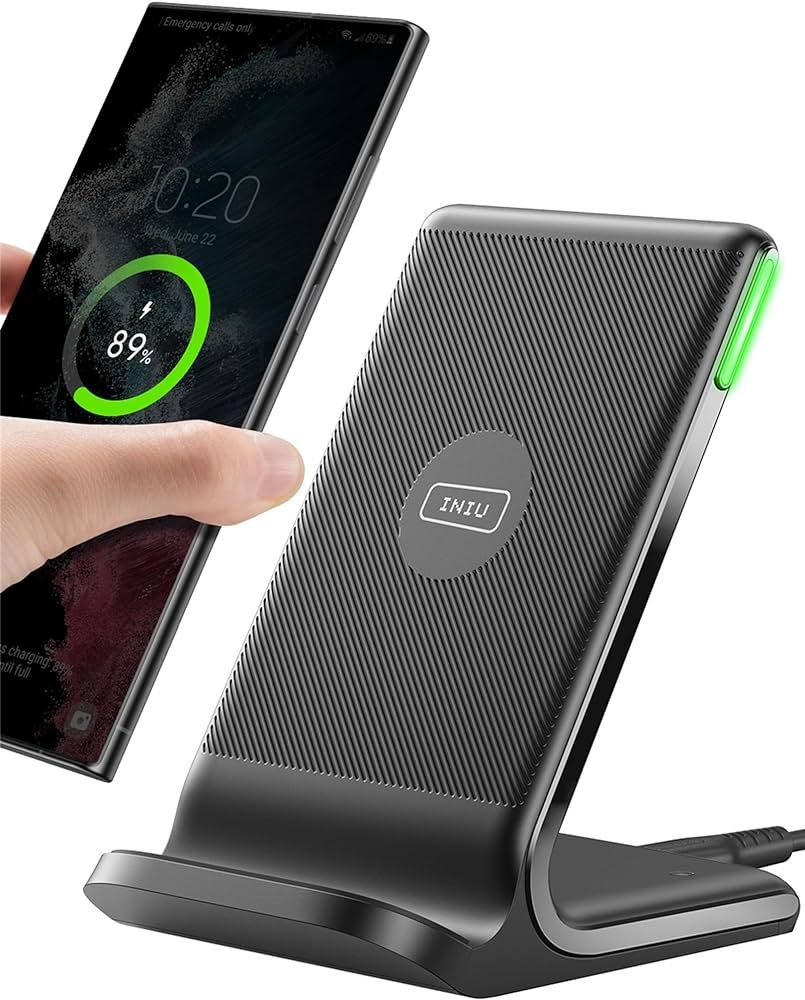 INIU Wireless Charger, 15W Fast Wireless Charging Station with Sleep-Friendly Adaptive Light Compati | Amazon (US)