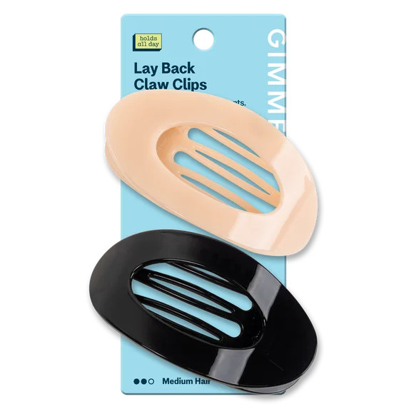 Gimme Beauty Lay Flat Claw Clip for Medium Hair, Curved Comfort Fit - Black and Cream - 2 Count | Walmart (US)