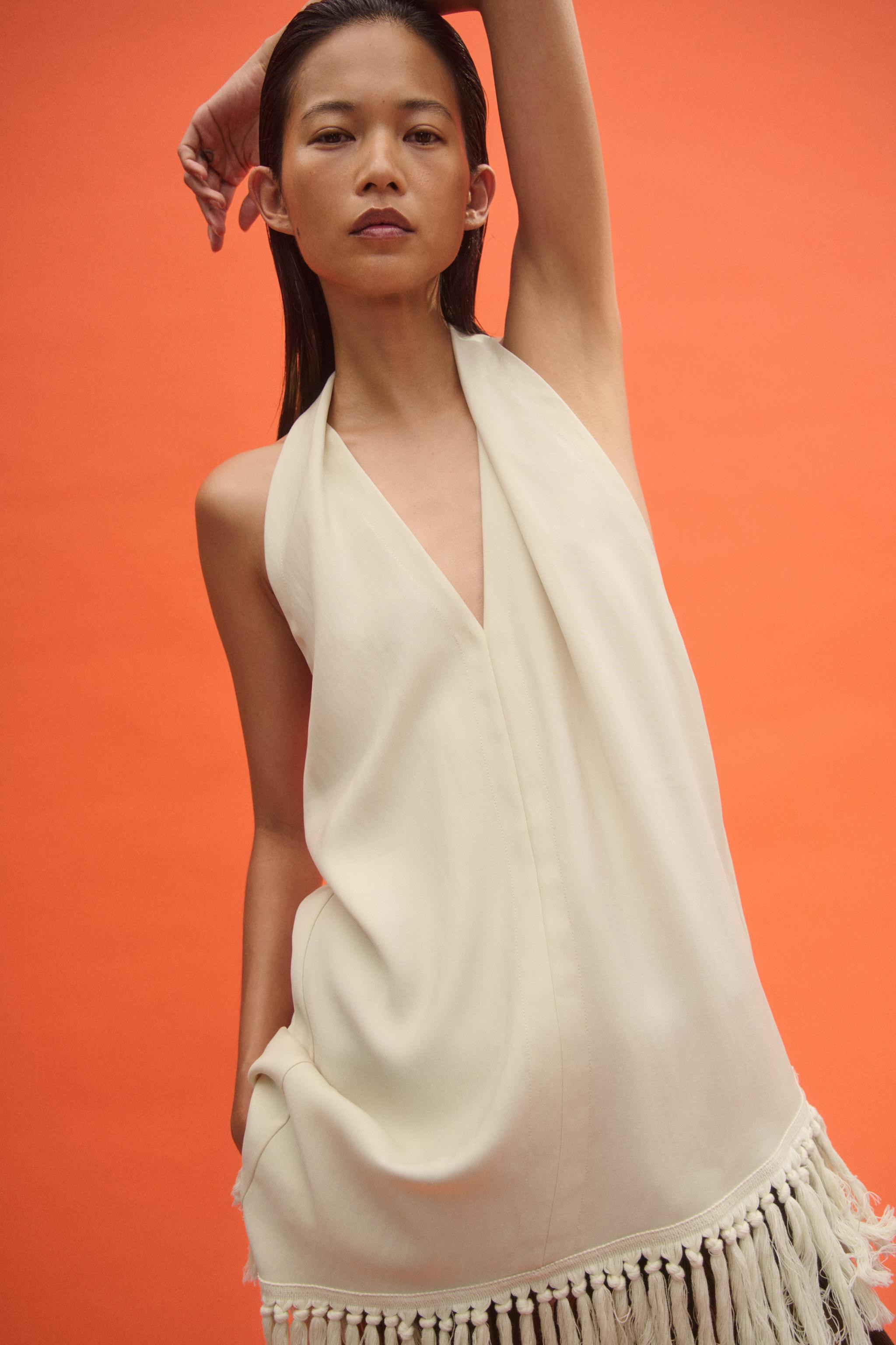FRINGED HALTER TOP ZW COLLECTION | Zara US