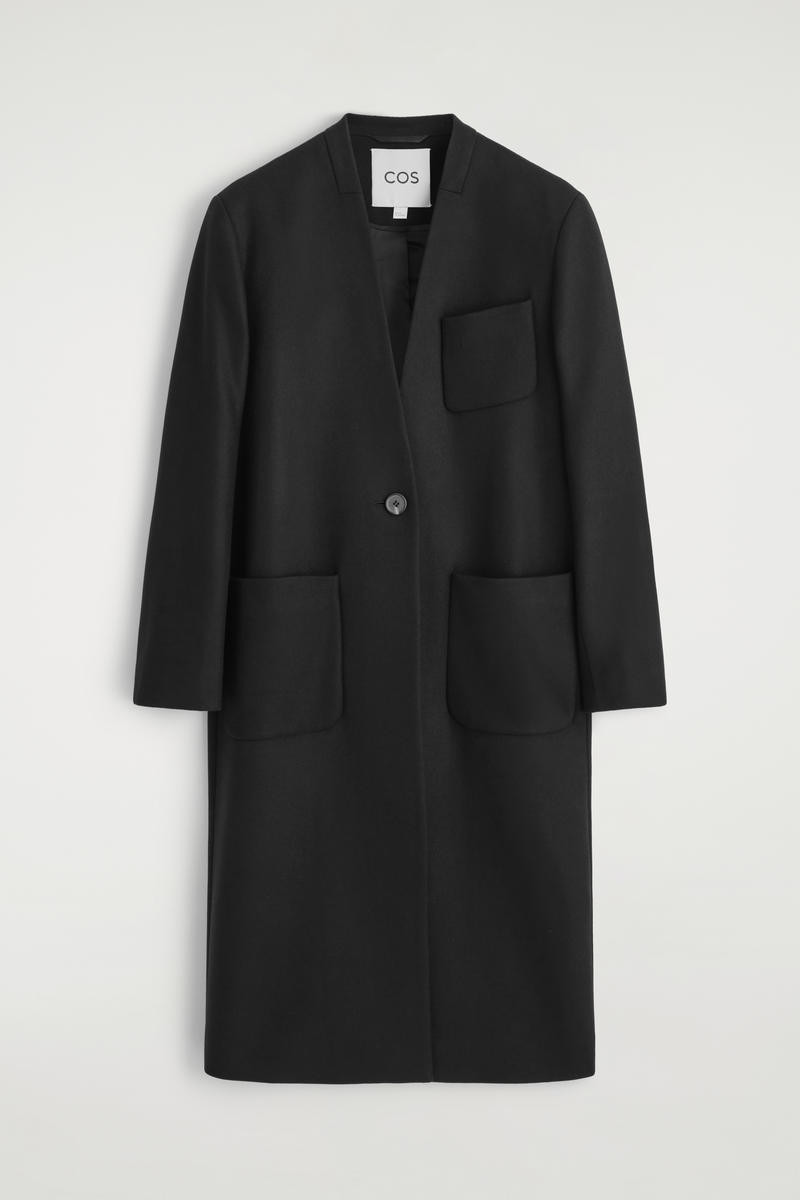 Collarless Wool-Cashmere Long Coat | COS (US)