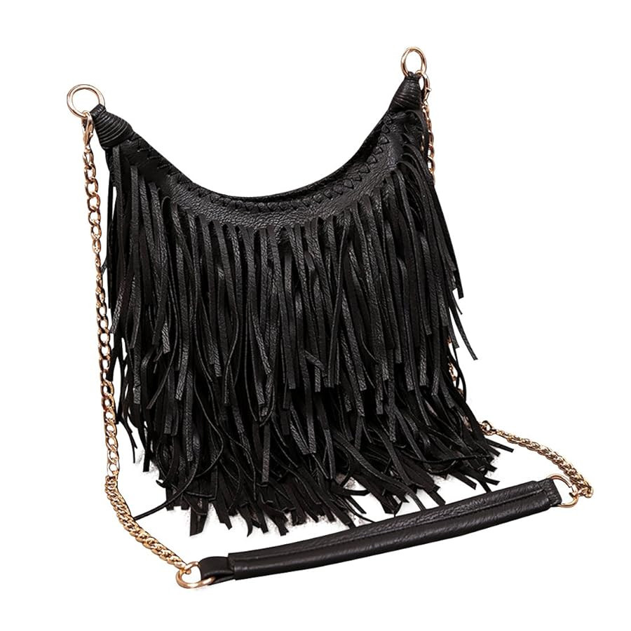 LUI SUI Womens Faux Suede Leather Fringe Tassel Cross Body Hobo Shoulder Bags | Amazon (UK)