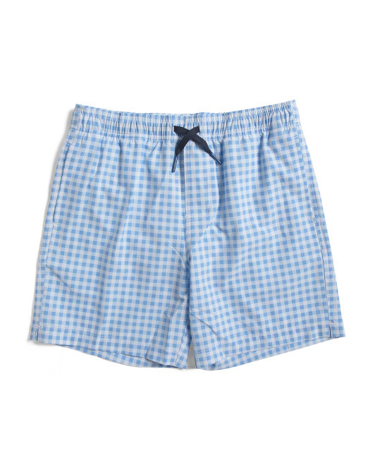 Boys Baldwin Gingham Swim Trunks | TJ Maxx