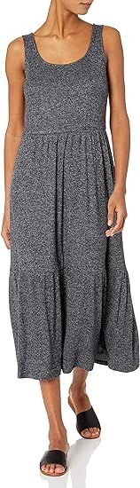 Amazon Brand - Daily Ritual Women's Relaxed Fit Cozy Knit Rib Tiered Tank Dress | Amazon (US)