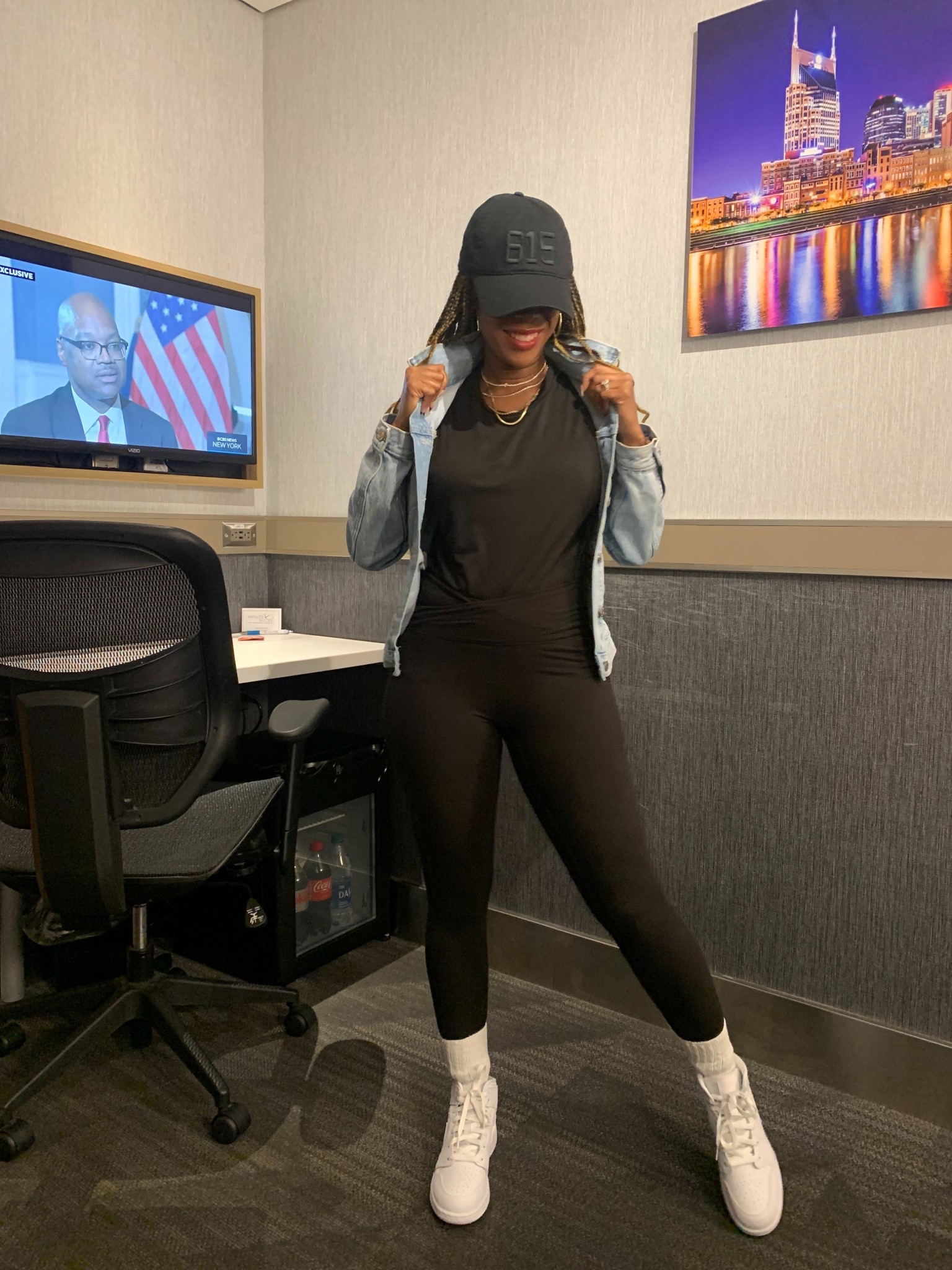 Airport uniform: black yoga pants + tee, denim jacket, and a sleek black hat. Travel days made easy ✈️

#LTKTravel #LTKStyleTip #LTKOver40