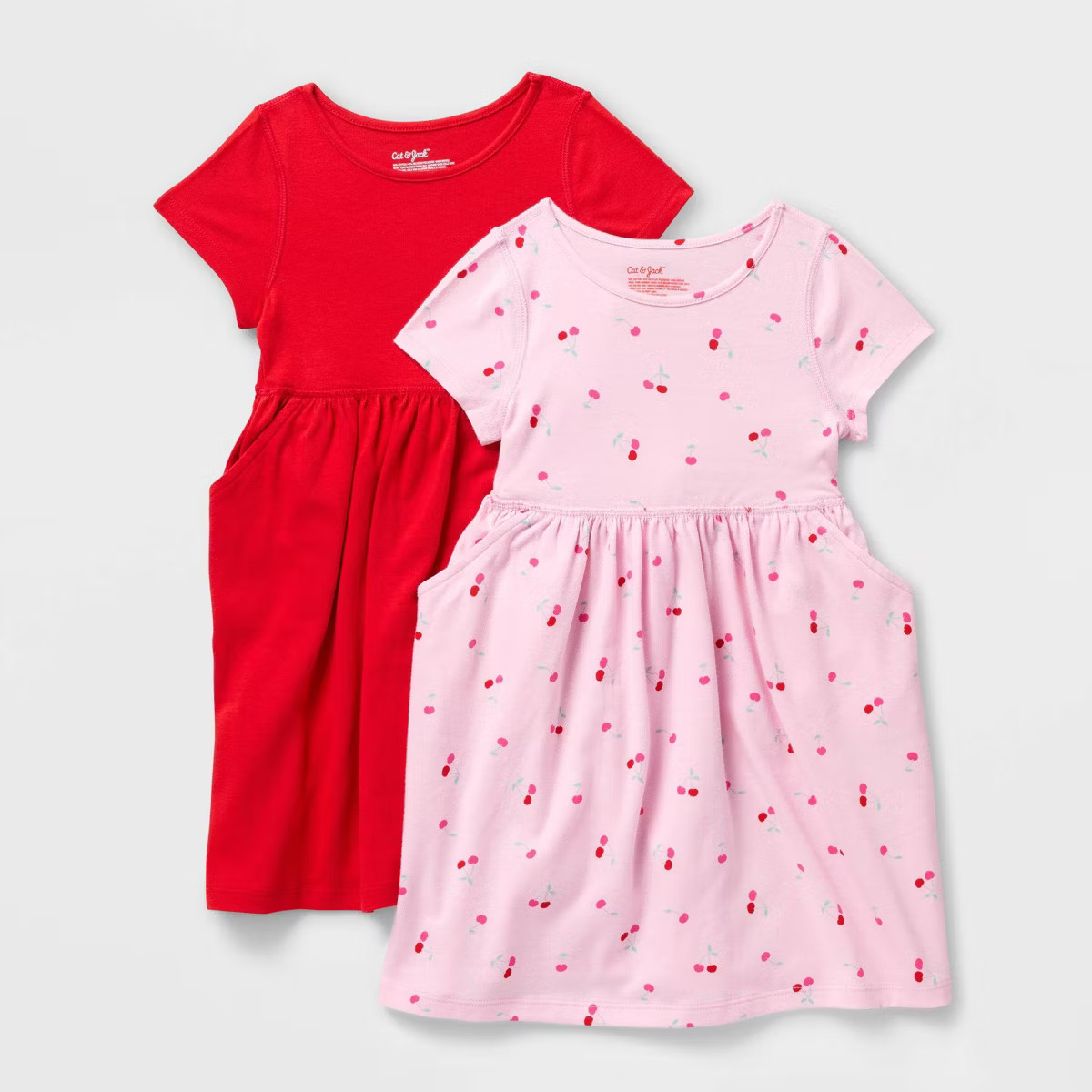 Toddler Girls' 2pk Adaptive Short Sleeve Valentine's Day Dress - Cat & Jack™ Light Pink/Red | Target