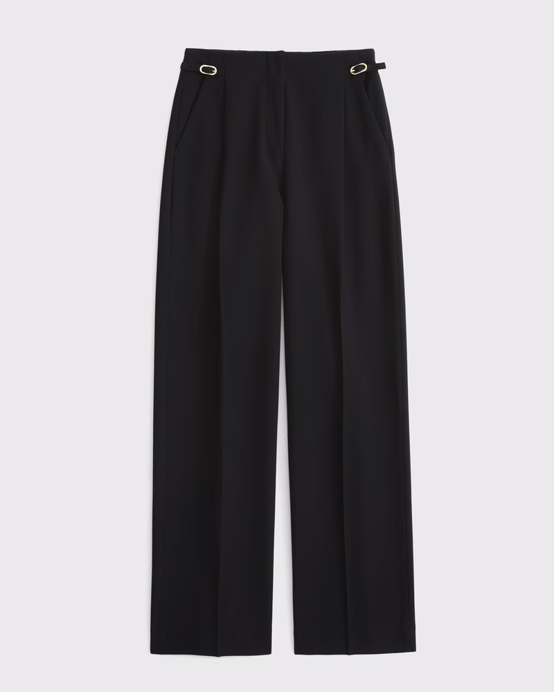 Women's A&F Sloane Tailored Hardware Wide Leg Pant | Women's Bottoms | Abercrombie.com | Abercrombie & Fitch (US)
