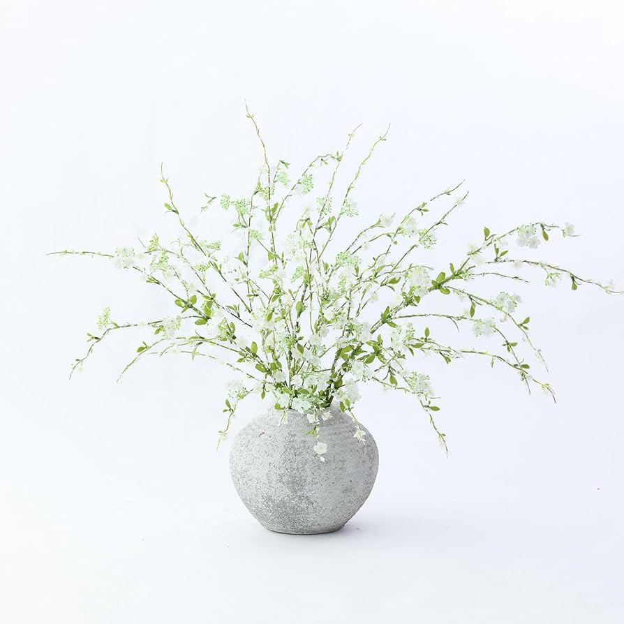 mizii 3Pcs 45" Artificial Cherry Blossom Branches White Fake Silk Cherry Blossoms Flowers with Lo... | Amazon (US)