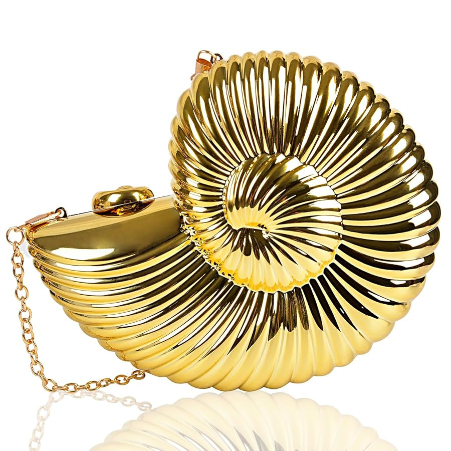 QZUnique Conch/Shell Shoulder Handbag Novelty Chain Strap Purse Acrylic Fashion Crossbody Evening... | Amazon (US)