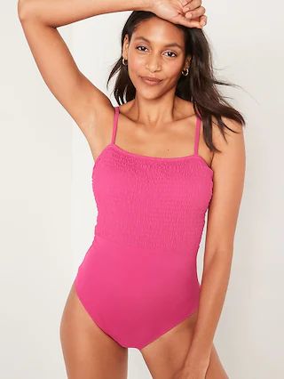 Smocked Bandeau One-Piece Swimsuit for Women | Old Navy (US)