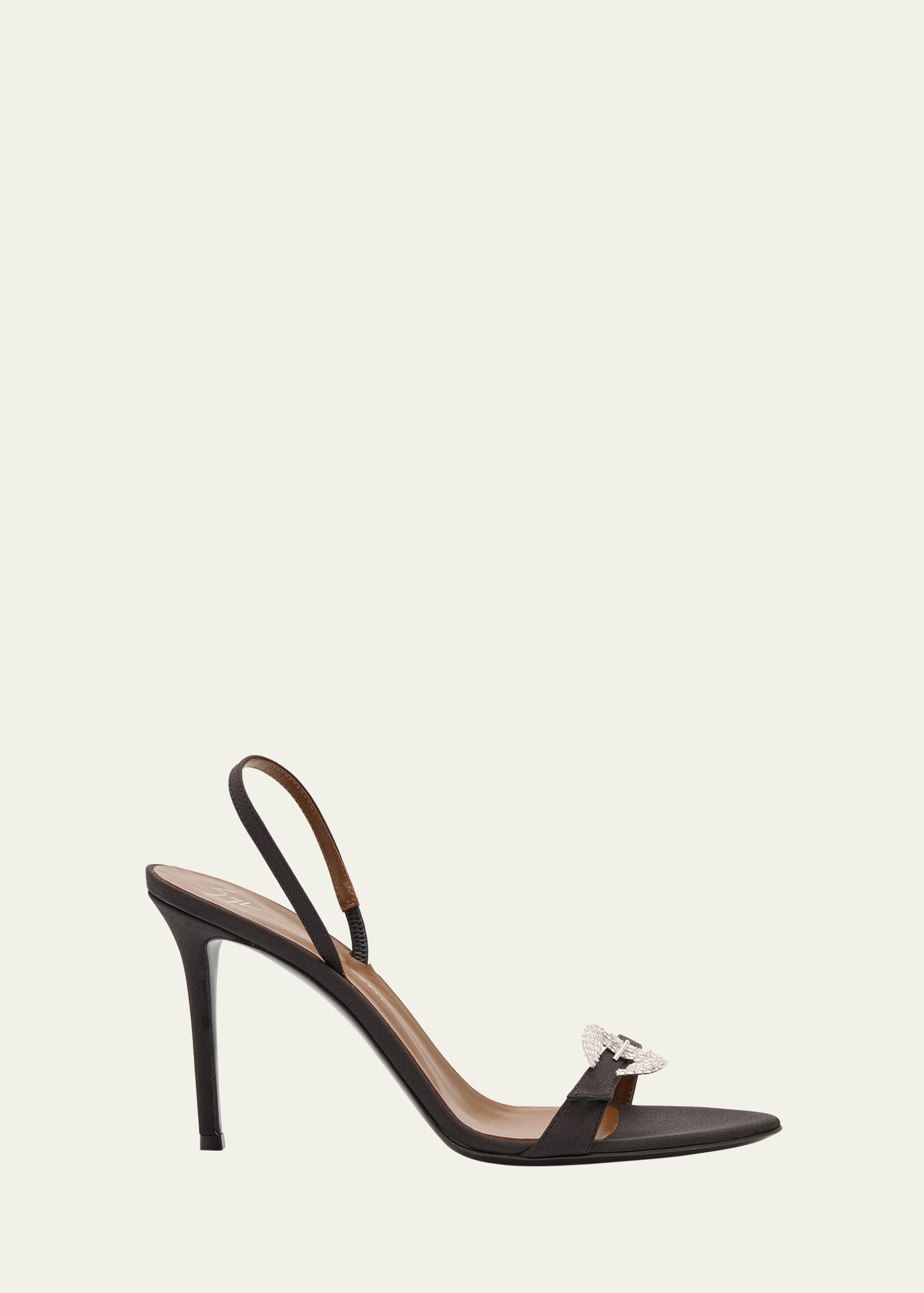 Giuseppe Zanotti Marielena Silk Crystal-Buckle Slingback Sandals | Bergdorf Goodman