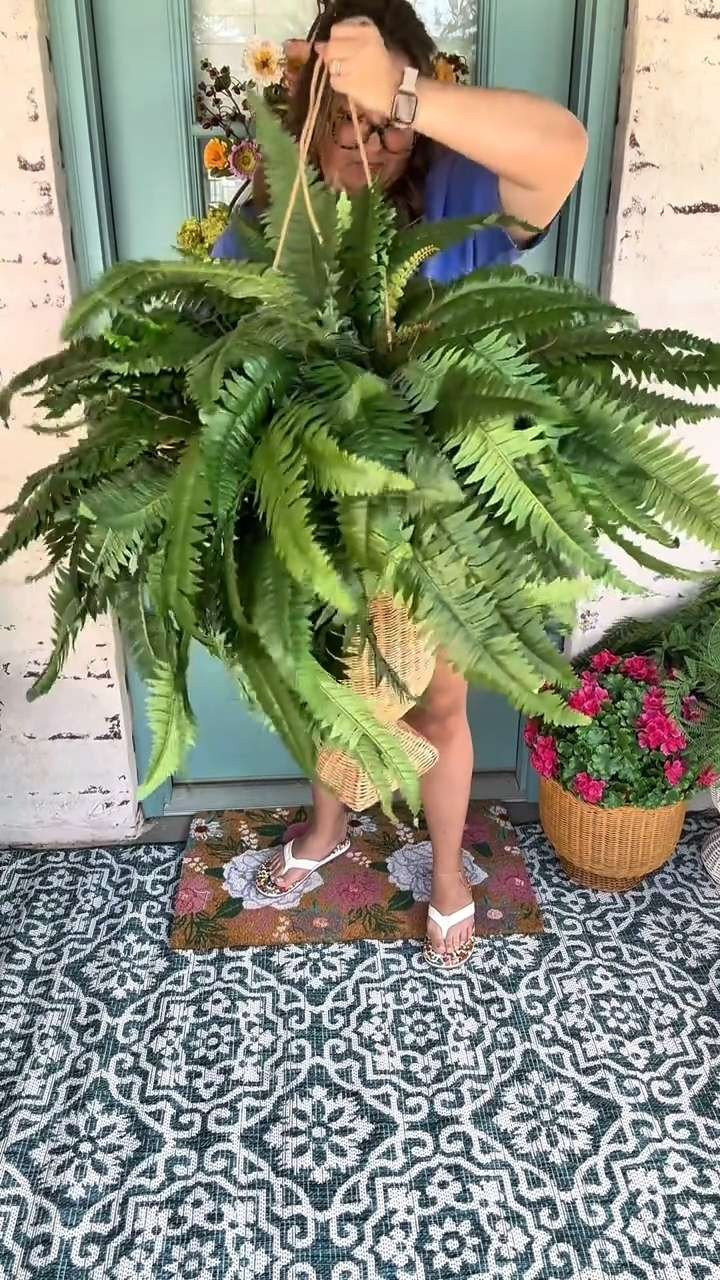 Nearly Natural Giant 36in Wide Artificial Boston Fern Hanging Basket, Faux Greenery For Indoor Home Porch Decor, Green. Home plants decor, for indoor and outdoor 🪴 

 #LTKmomlife #LTKHome #LTKSaleAlert