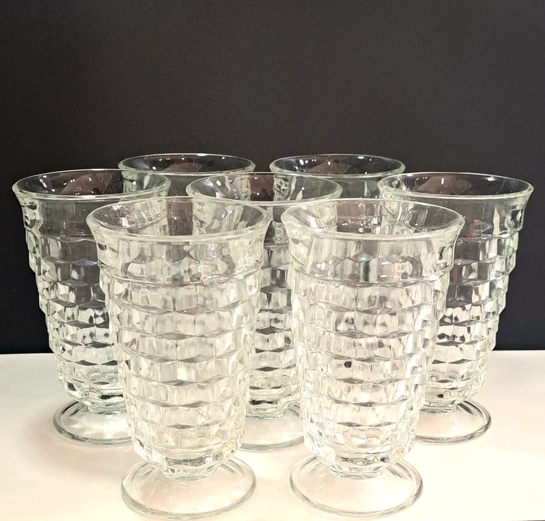 Vintage Clear Indiana Whitehall Tea Glasses SET OF 7 Mid Century Modern Glassware Collectables | Etsy (US)
